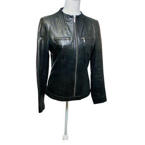 Halogen Black Leather Women's Moto Jacket Size Small